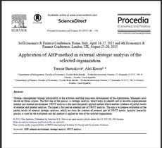مقاله ترجمه شده با عنوان کاربرد روشAHP در تجزیه و تحلیل استراتژیک بیرونی در سازمان منتخب